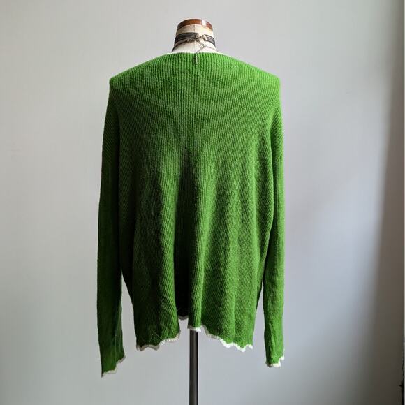 Vintage Green Chunky Knit Light Sweater Grunge Slouchy Cottagecore Woodsy Top L - Picture 7 of 9
